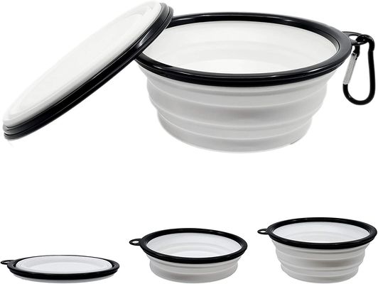 وعاء ماء للكلاب قابل للطي قابل للتوسيع مع Carabiner BPA Free Portable Dog Food Bowl