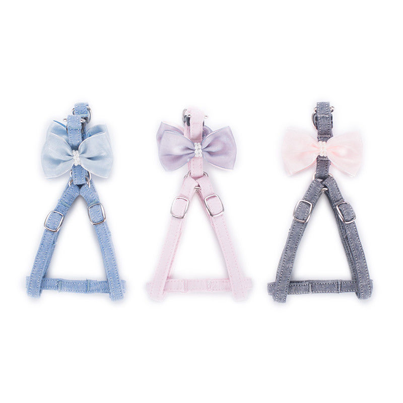 قابل للتعديل 100٪ القطن القوس التعادل فتاة طوق الكلب ومجموعة المقود مع Bowknot