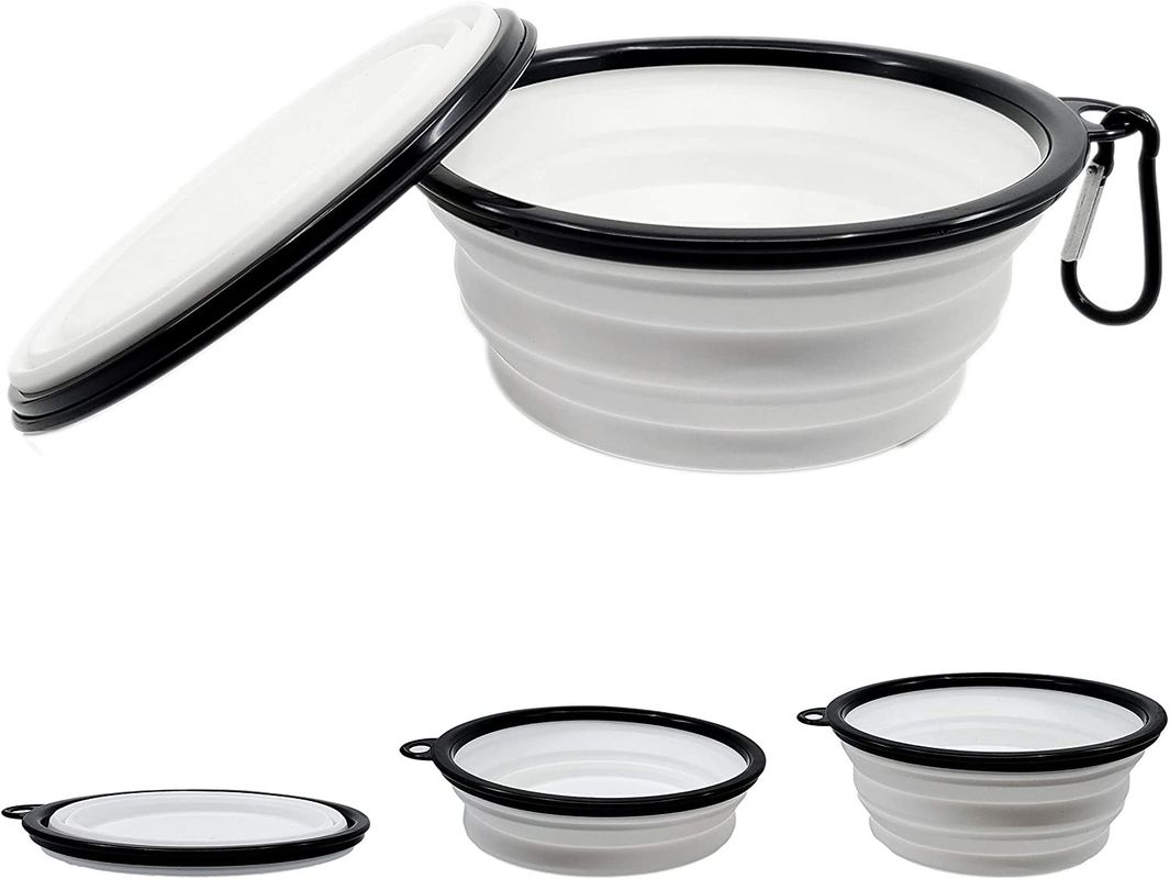 وعاء ماء للكلاب قابل للطي قابل للتوسيع مع Carabiner BPA Free Portable Dog Food Bowl